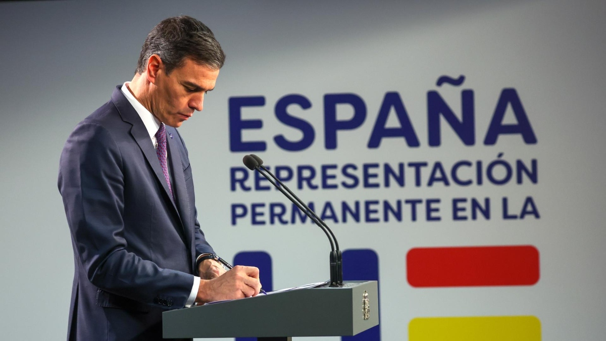 Pedro Sánchez durante su intervención del Consejo Europeo