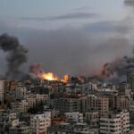 Uno de los bombardeos de Israel a la franja de Gaza (Palestina)