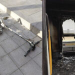 La explosión de los patinetes de la imagen izquierda provocaron un incendio que destrozó un convoy del Metro de Madrid