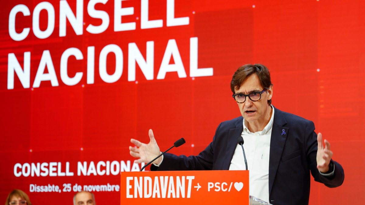 El líder del PSC, Salvador Illa, interviene ante el Consejo Nacional del PSC, este sábado en Barcelona