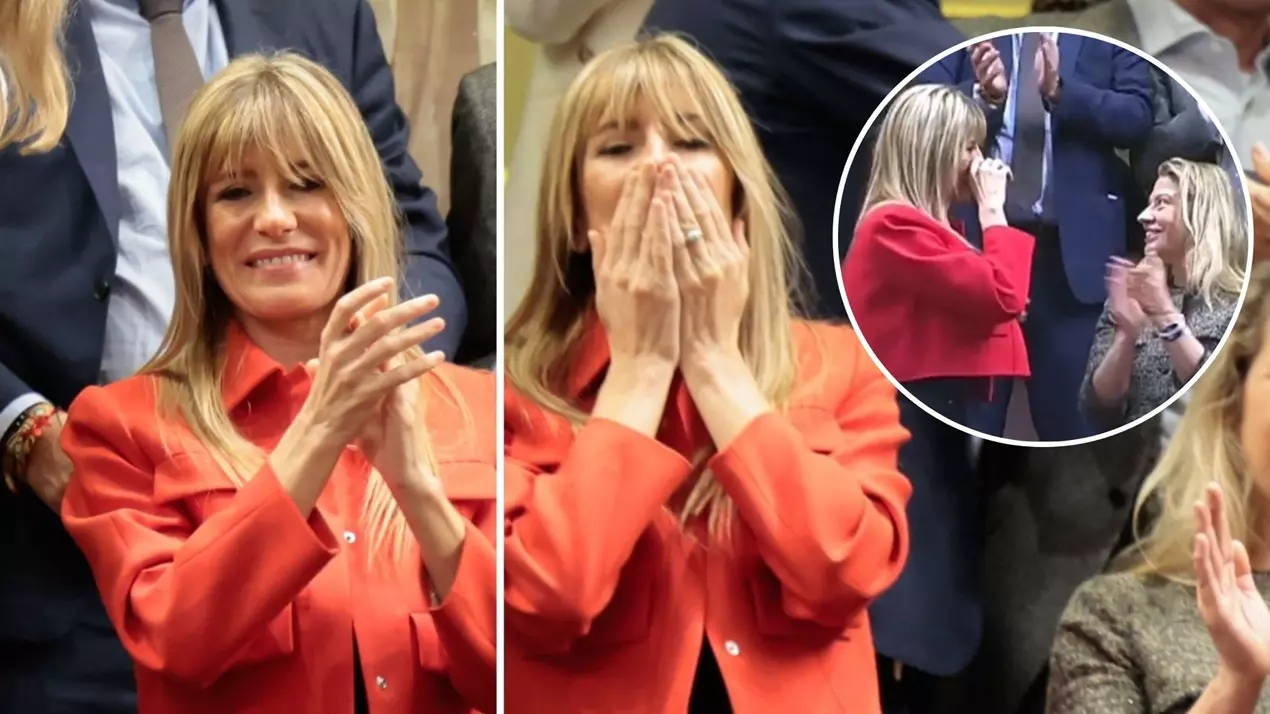 Begoña Gómez rompe a llorar después de que Pedro Sánchez haya sido reelegido presidente del Gobierno