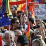 Manifestación en la Puerta del Sol en Madrid, este domingo.