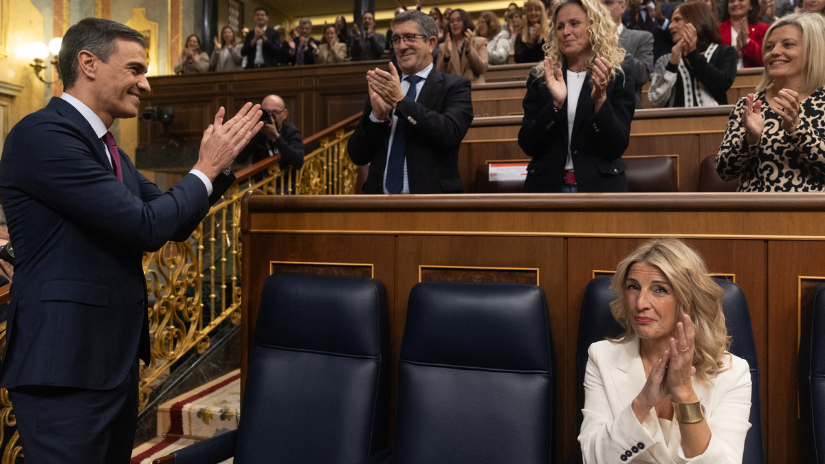 Pedro Sánchez y Yolanda Díaz, este miércoles, en el Congreso.
