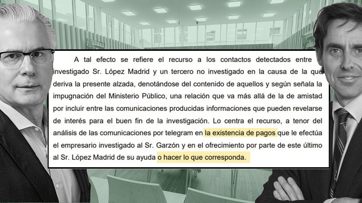 Anticorrupción sostiene que de la conversación entre López Madrid y Garzón se entiende que su relación va "más allá de la amistad"