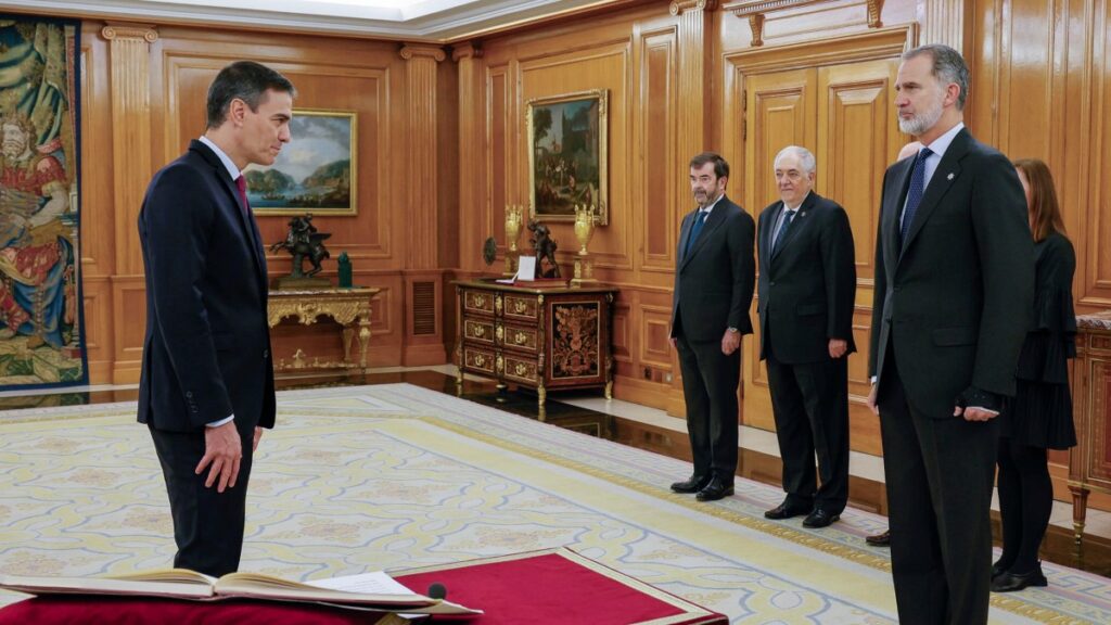 Sánchez promete su cargo de presidente ante el rey y la Constitución
