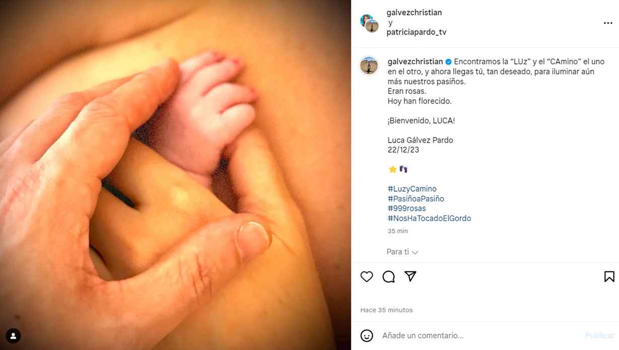 Christian Gálvez y Patricia Pardo ya son padres y comparten la primer foto de su hijo Luca