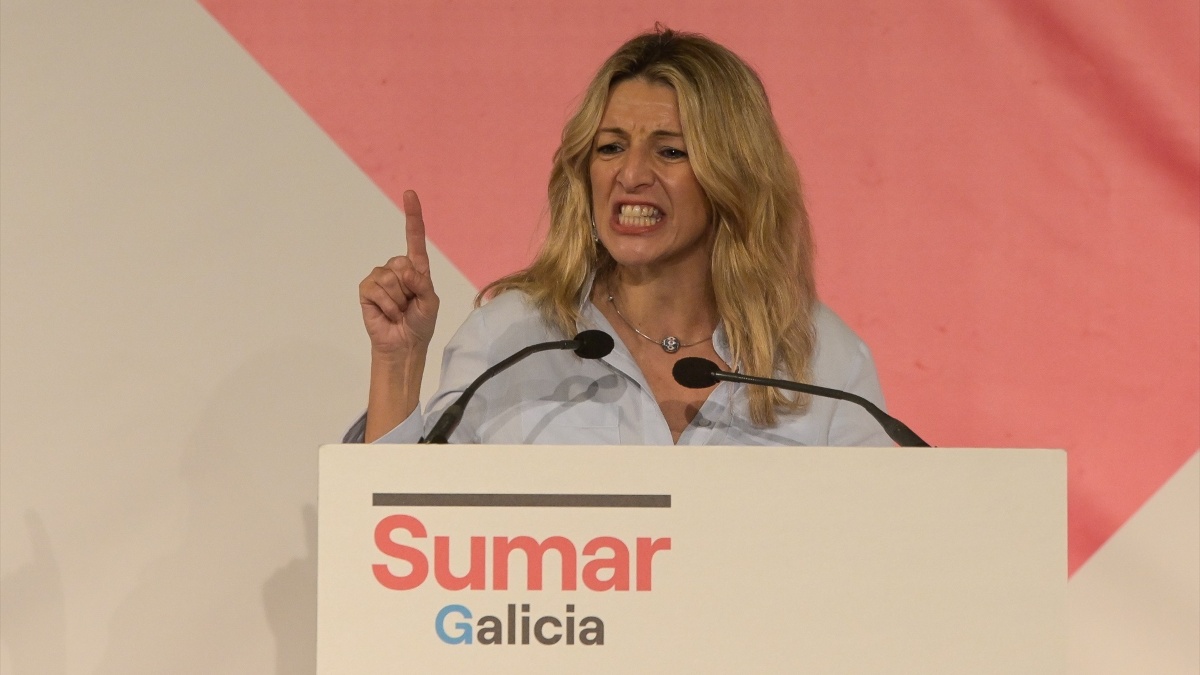 Yolanda Díaz, interviene durante la presentación del proyecto de Sumar Galicia, en Palexco