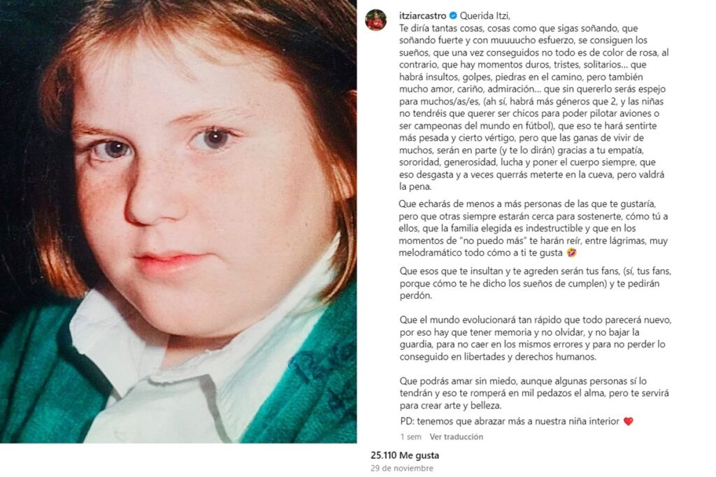 La actriz Itziar Castro escribió una emotiva carta del acoso que sufrió de niña por ser gorda
