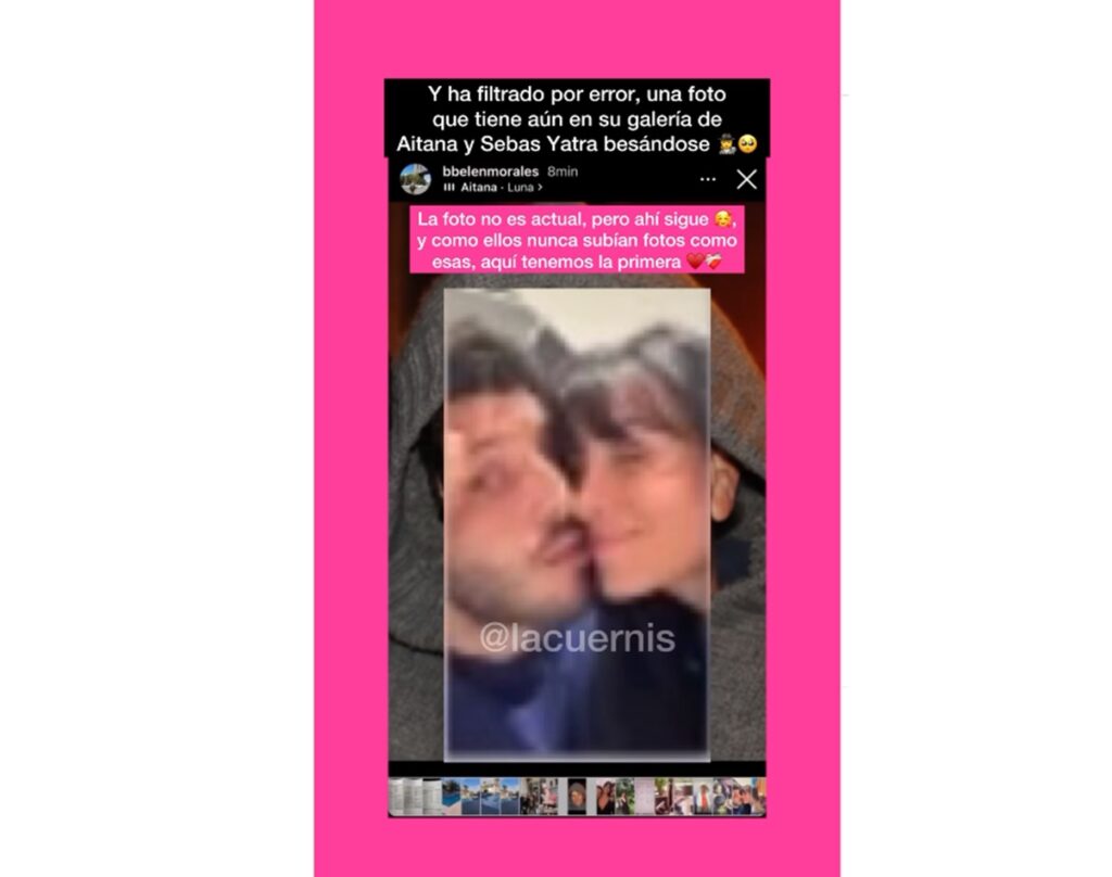 La madre de Aitana filtra por error una foto de su hija y Sebastián Yatra besándose