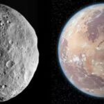 El asteroide 4 Vesta, a la izquierda, y Tatooine, como se ve en Star Wars, a la derecha