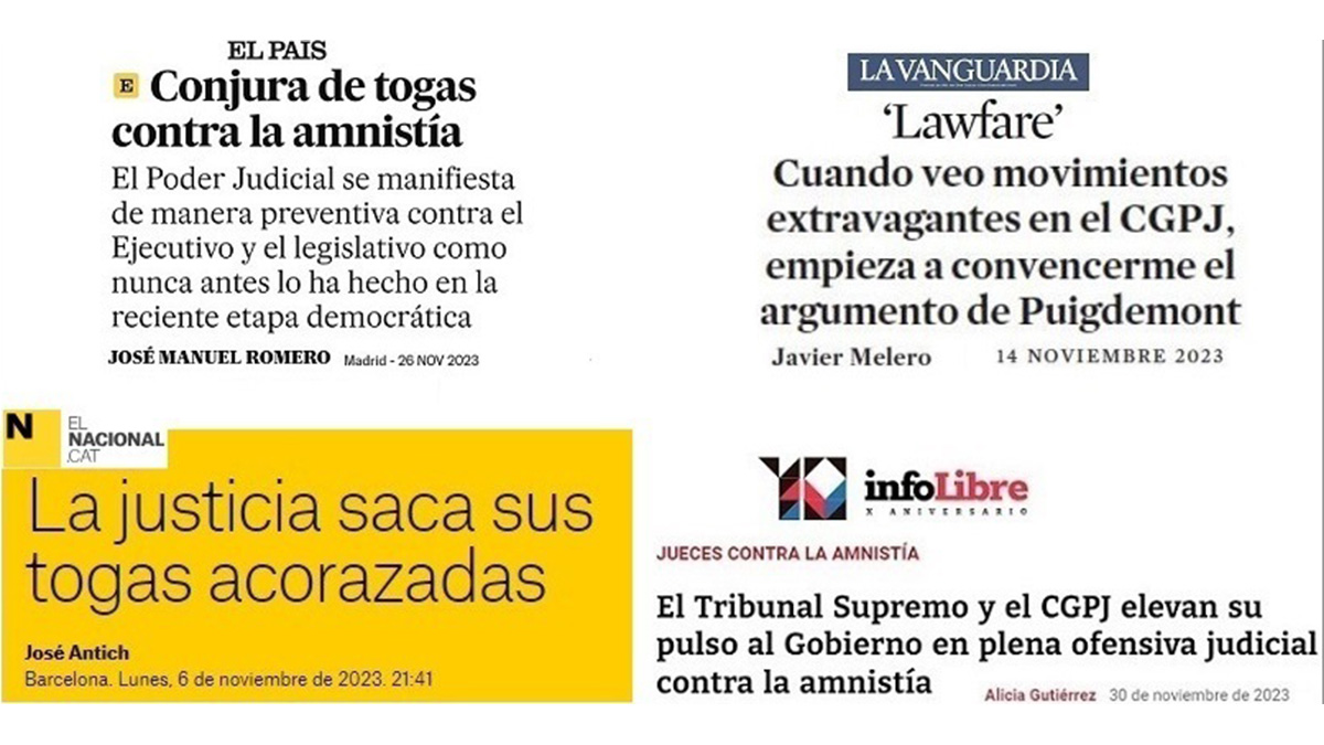 Titulares de prensa alineados con la campaña sobre 'lawfare' en el Poder Judicial