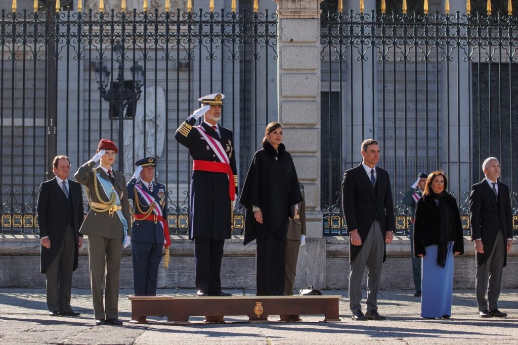 Los reyes Felipe y Letizia, la princesa Leonor, Pedro Sánchez, Margarita Robles y otras autoridades en la Pascua Militar