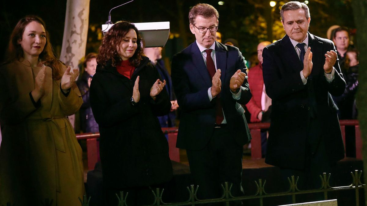 Alberto Núñez Feijóo e Isabel Díaz Ayuso en el homenaje de Madrid a Gregorio Ordóñez