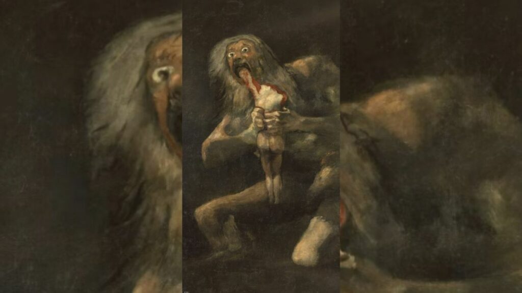 Los humanos, ¿caníbales por necesidad?
 Saturno devorando a su hijo, cuadro de Goya. Museo Del Prado