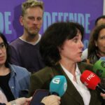 La candidata de Podemos a la Xunta, Isabel Faraldo, comparece avanzado el escrutinio del 18F