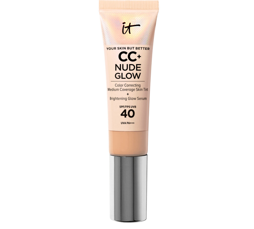 Base de maquillaje CC + Nude Glow de It Cosmetics 