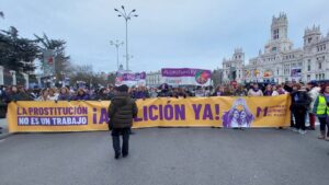 La manifestación de Movimiento Feminista de Madrid, de carácter abolicionista y transexcluyente