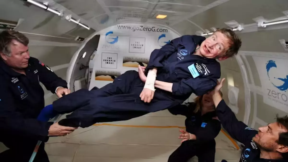 Stephen Hawking experimentando gravedad cero (26 abril 2007)
