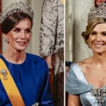 Todos los detalles del vestido azul de novia de la reina Letizia y la tiara rusa y del look de Máxima de Holanda