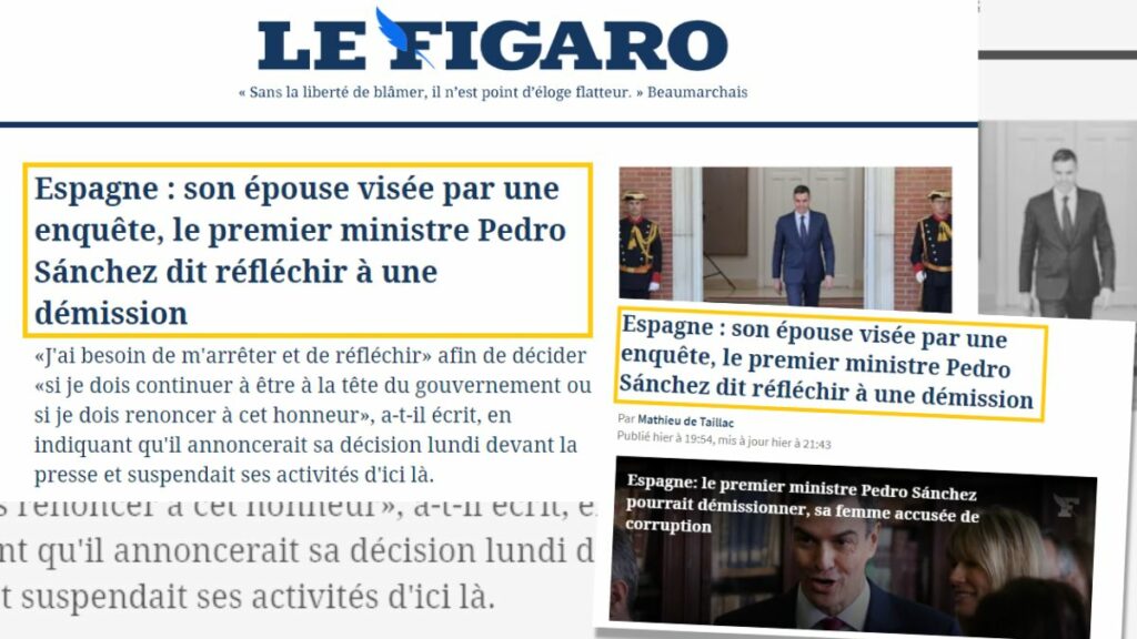 La noticia de Pedro Sánchez sobre su posible dimisión en 'Le Figaro'