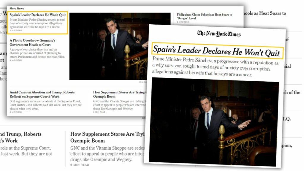 La decisión de Pedro Sánchez, en el diario 'The New York Times'