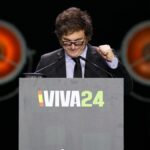 Javier Milei, presidente de Argentina , durante su intervención en la convención política de Vox "Europa Viva 24"