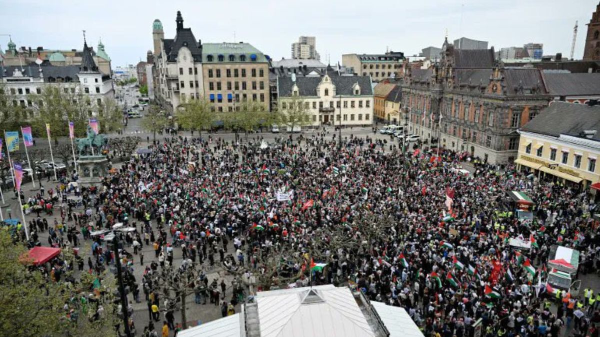Manifestación en Malmö (Suecia) por la participación de Israel en Eurovisión