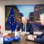 Bolaños, Reynders y González Pons durante una reunión por el CGPJ.