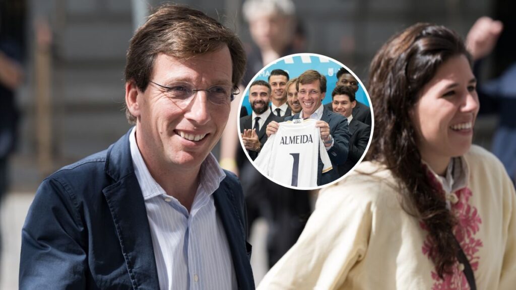 Almeida desvela sus dotes de ‘pitoniso’ y convierte en protagonista a su mujer Teresa Urquijo en la celebración del Real Madrid