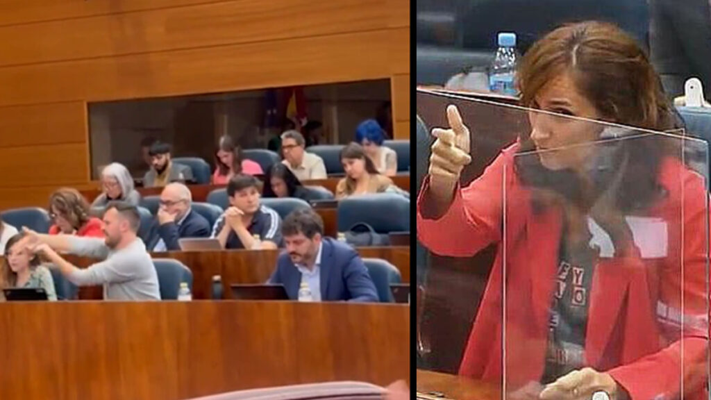 Un diputado de Más Madrid vuelve a ‘sacar la pistola’ en la Asamblea durante una intervención de Ayuso