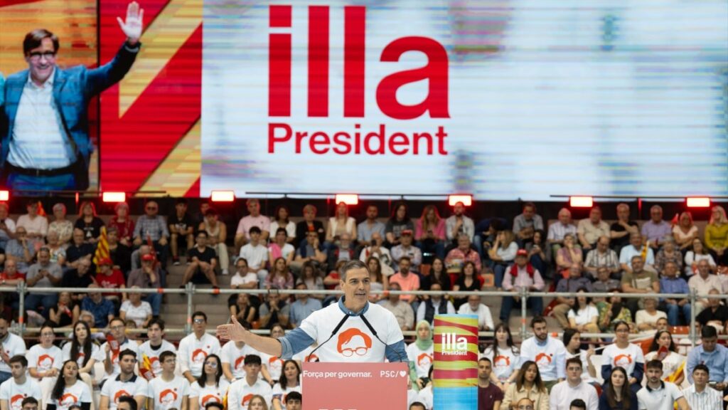 Sánchez cierra la campaña y fía las opciones de Illa al voto en masa de los jóvenes y las mujeres