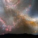 Simulación de la fusión de la Vía Láctea y la galaxia de Andrómeda. La materia oscura facilita el choque de ambos objetos