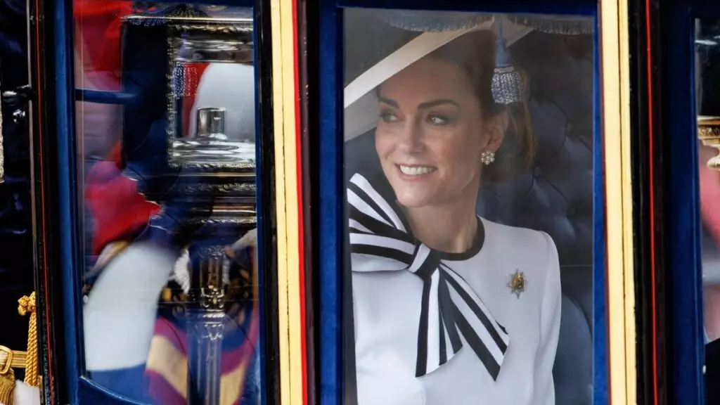 Kate Middleton en su llegada al desfile esta mañana.