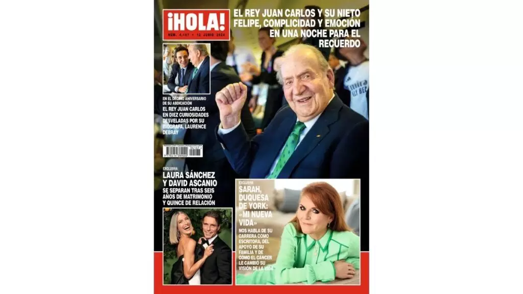 El rey Juan Carlos I y Froilán en la portada de la revista Hola de hoy 5 de junio de 2024