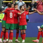 Portugal celebra su tercer gol ante Turquía.