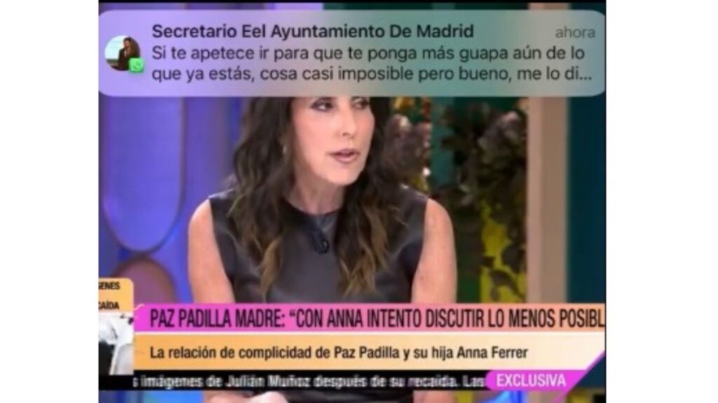 Paz Padilla muestra por error el mensaje que le envió el Vicesecretario general del pleno del Ayuntamiento de Madrid