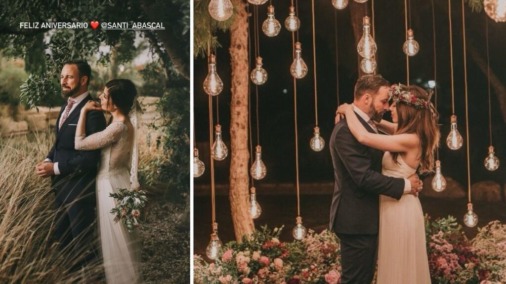 Santiago Abascal y su mujer Lidia Bedman el día de su boda en 2018