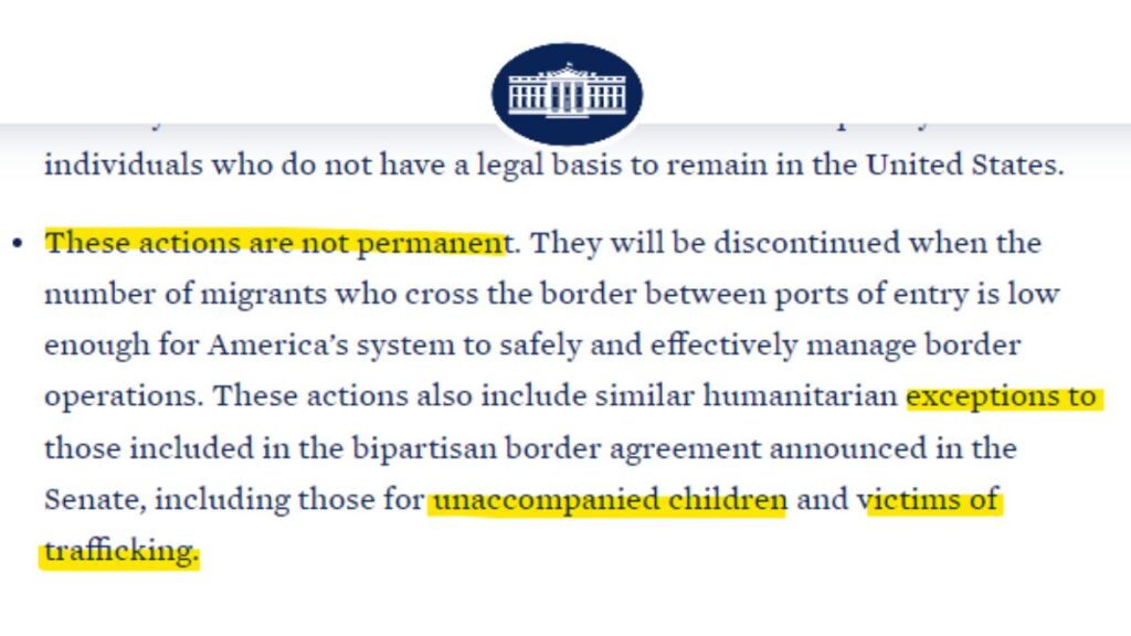 Comunicado de la Casa Blanca con la medida migratoria firmada por Joe Biden en EEUU