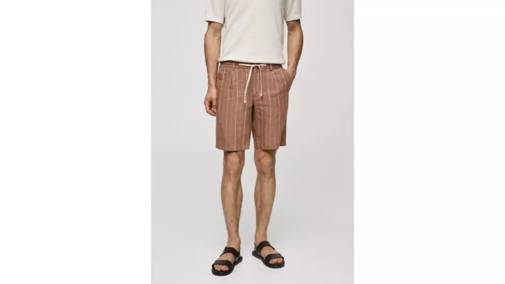 Bermudas de lino con rayas de Mango