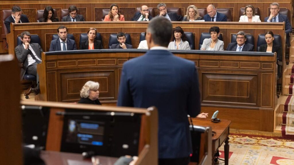 Pedro Sánchez interviene durante una sesión de control en el Congreso de los Diputados
