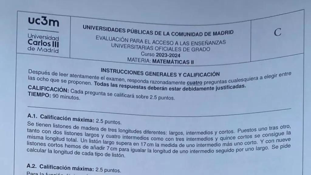 Polémica en la EvAU 2024 de Madrid con el examen de Matemáticas II: "En Andalucía les regalan el acceso"