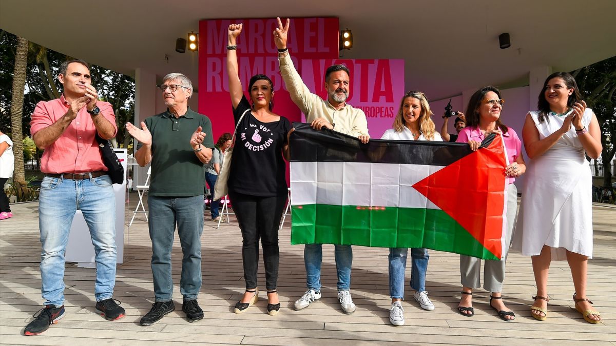 Interrumpen el mitin de Sumar en Málaga al grito 'Desde el río hasta el mar, Palestina vencerá'