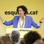 La secretaria general de ERC, Marta Rovira, en la sede de su partido.