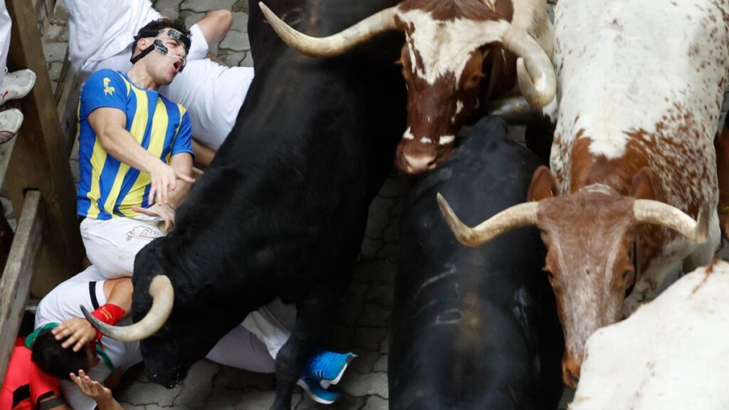 Tercer encierro de los Sanfermines 2024: carrera rápida y limpia de los toros de Victoriano del Río