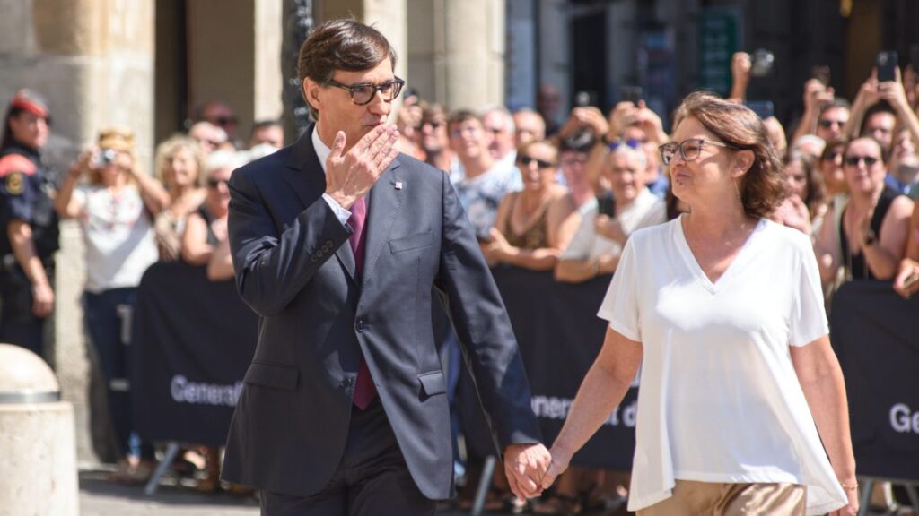 Salvador Illa, a su entrada a la toma de posesión como nuevo presidente de la Generalitat