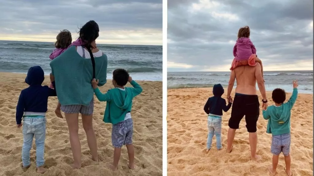 Irene Montero y Pablo Iglesias, con sus tres hijos de vacaciones