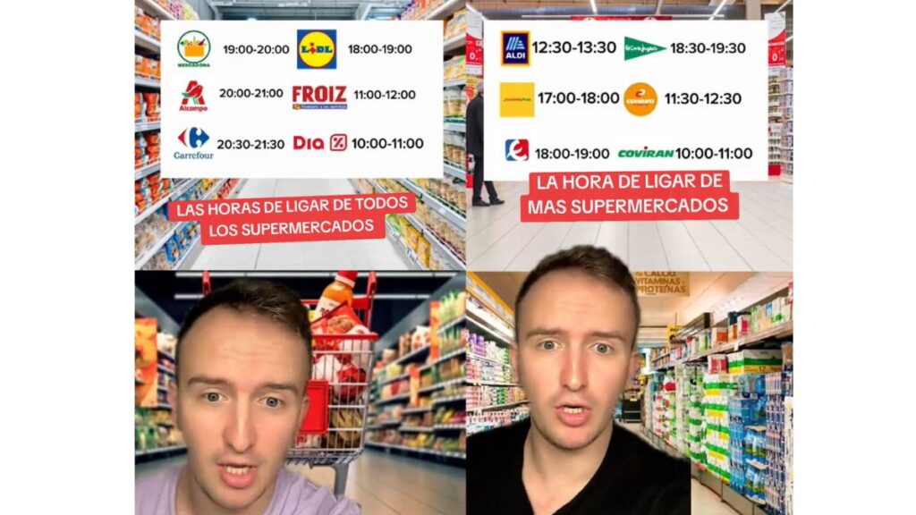 Horario de ligar en supermercados.