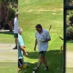 Óscar Puente jugando al golf con el ministro Escrivá en San Juan (Alicante)