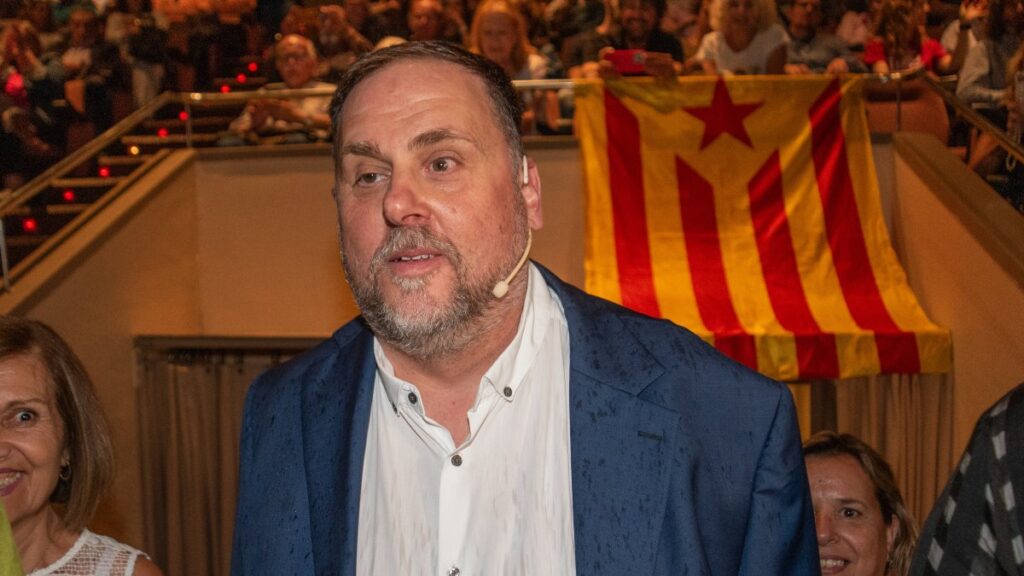 Oriol Junqueras en la presentación de su candidatura.