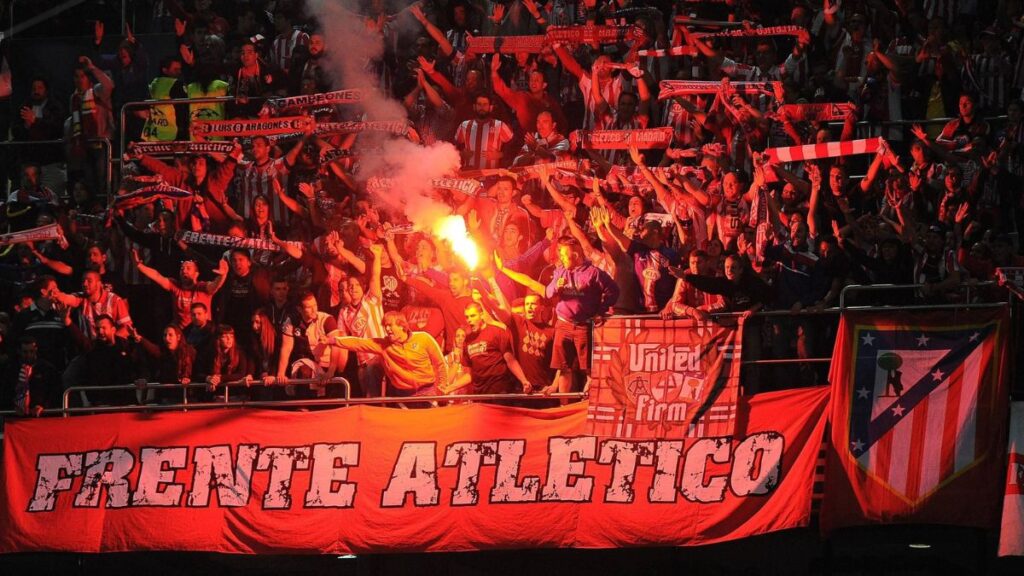 Una imagen de archivo del Frente Atlético en un partido de Champions League.